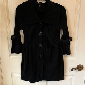 Tracy M Black Ribbed Cardigan